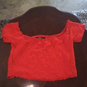 Red large off the shoulder crop top